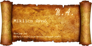 Miklics Arnó névjegykártya